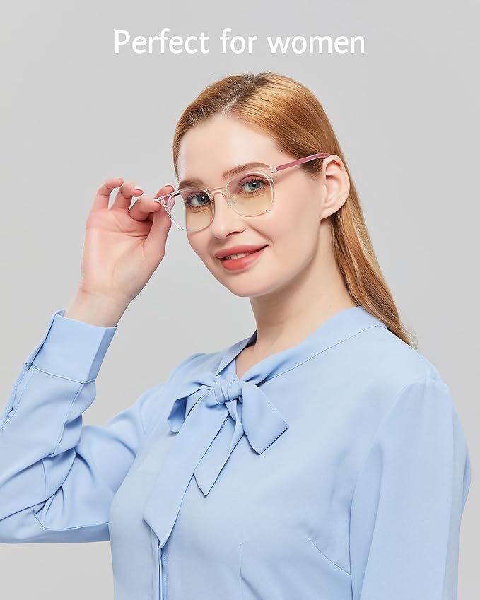 ANRRI Blue Light Blocking Glasses Round Lightweight Eyeglasses Frame Filter Blue Light Computer Game Glasses Clear and Red Frame for Men and Women