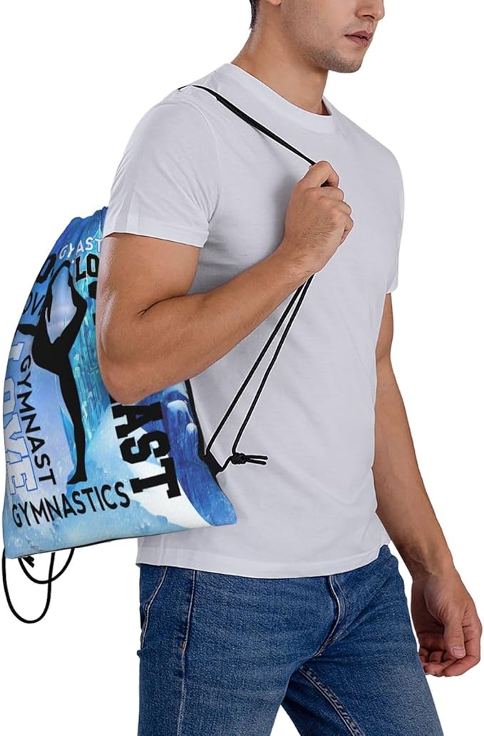 Gymnastics Drawstring Backpack Light Gym String Bag Pink Water Resistant Sackpack Sport Yoga Daypack For Womens Mens