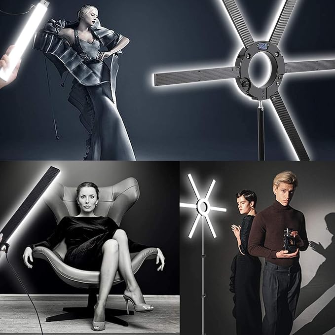 GVM Great Video Maker 600S LED Ring Light, 90W Dimmable Led Video Light Kit with Detachable Light Bars, Photography Lighting Led Video Lighting Kit for Live Broadcast, YouTube, CRI 97+ 3200K-5600K