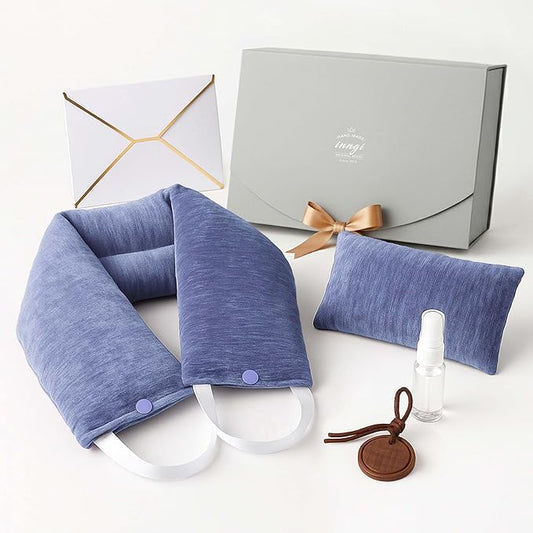 Luxury Lavender Microwavable Neck Wrap & Eye Mask Set – Moist Heat Pads with Himalayan Salt & Aromatherapy – Premium Chenille Covers, Gift Box for Relaxation & Self-Care Gifts for Women