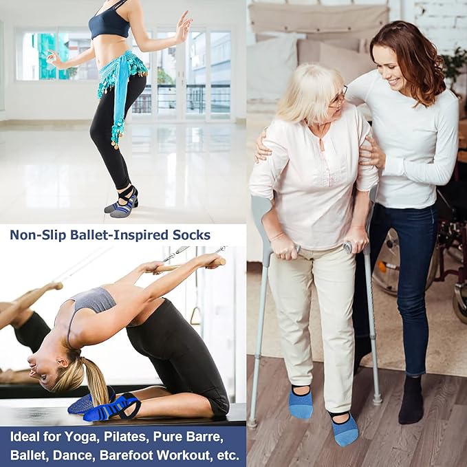 Ozaiic Yoga Socks for Women Non-Slip Grips & Straps, Ideal for Pilates, Pure Barre, Ballet, Dance, Barefoot Workout