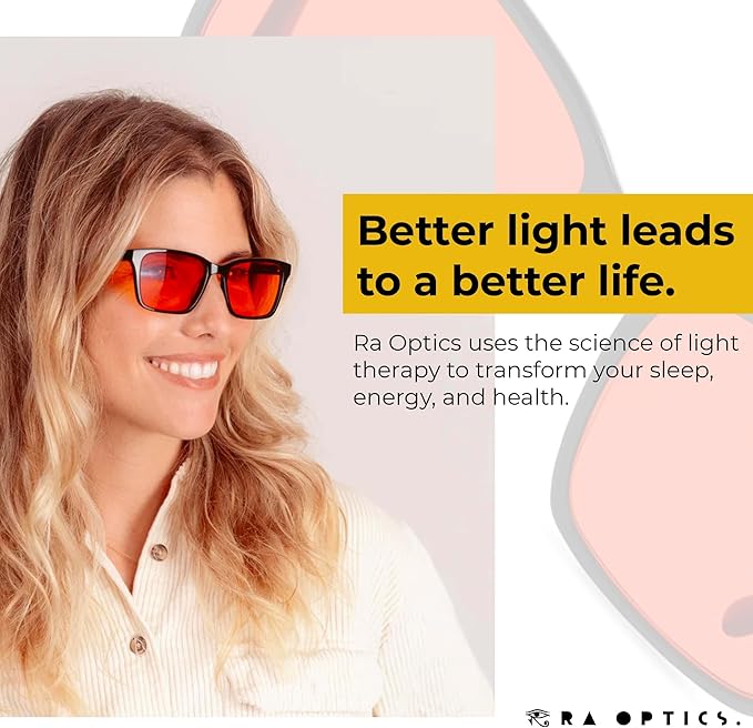 Ra Optics Maxwell Frame with Sunset Lenses - Science-Based Blue Light Glasses Increase Sleep Quality - Premium Glasses for Men and Women Block Blue Light From Screens