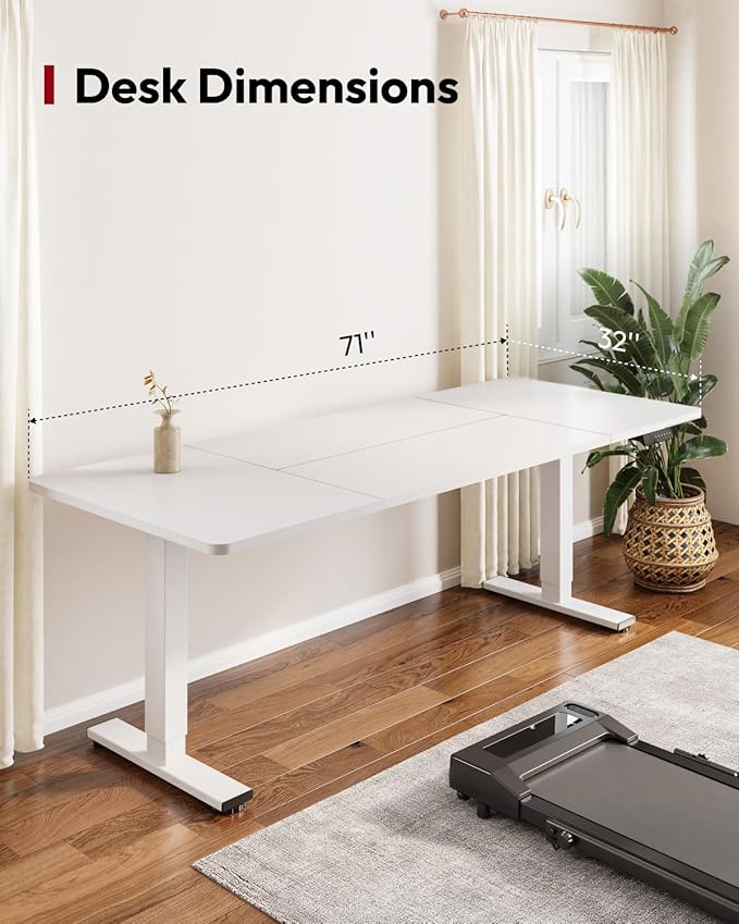 SANODESK Standing Desk Height Adjustable Electric Stand up Desk 79x32 Inches Sit Stand Home Office with Splice Board, White Frame/White Top