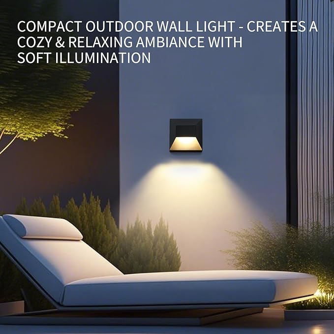 Outdoor Wall Sconce with Integrated LED Light, Waterproof Powder Coating Black, Heavy Duty Metal Anti Exterior Corrosion Wall Light Fixture, Outdoor Porch Light for Front Door, Fence, Garage, 2 Pack