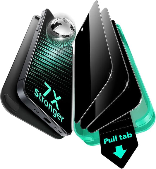 ESR 3 Pack 9H+ Glass for iPhone 14 Pro Privacy Screen Protector, [Military Grade Shatterproof & Longest Durable] Armorite Anti-spy Tempered Glass with UltraFit Tray