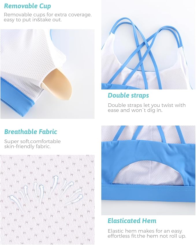 RUNNING GIRL Sports Bras for Women,Padded Sports Bra Tank Top Sexy Crisscross Back High Impact Longline Workout Yoga Bra