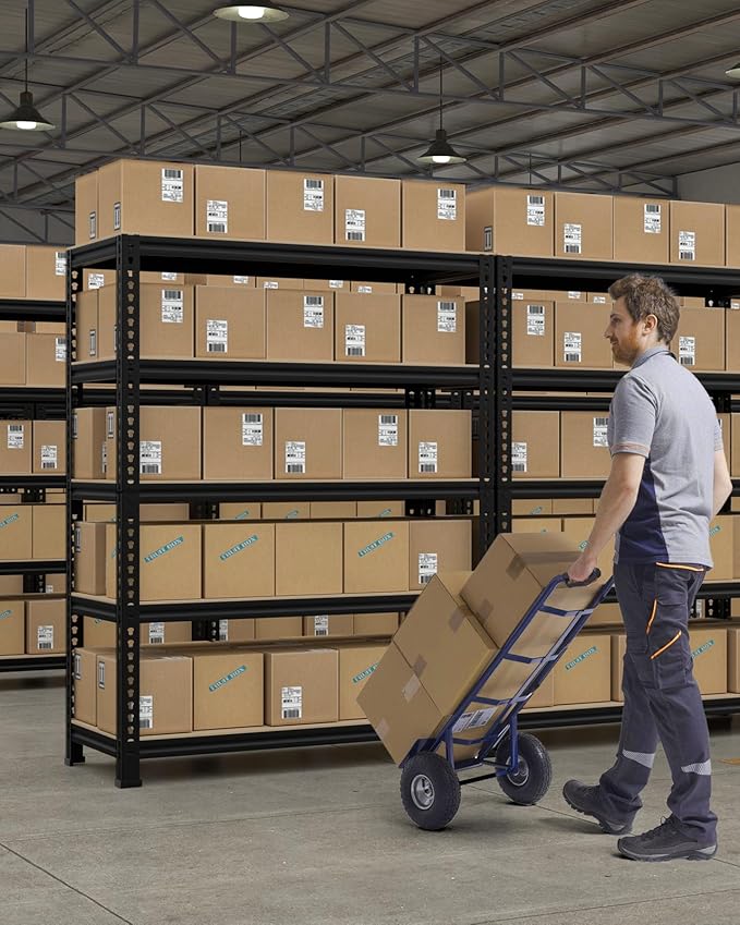 PrimeZone 32"W x 16"D x 63" H Storage Shelves - 4 Pack 5 Tier Adjustable Garage Storage Shelving, Heavy Duty Metal Storage Organizer Utility Rack Shelf Unit for Warehouse Pantry Closet Kitchen, Black