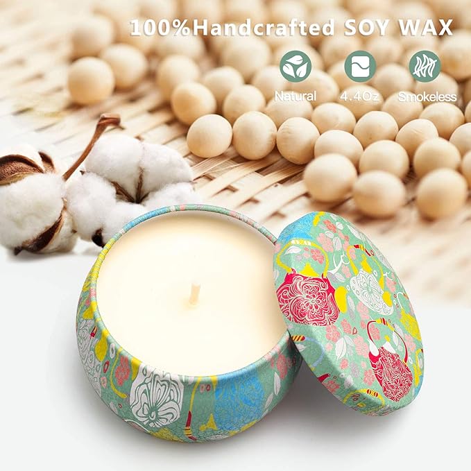 Scented Candles, 4 Packs 4.4oz Candle Set, Soy Candles for Home Scented, Aromatherapy Candle for Stress Relief, Bathing, Ideal Gifts for Women Birthday, Thanksgiving, Christmas, Get Well Soon Gifts