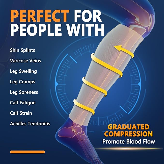 3 Pairs Calf Compression Sleeves for Women Men, Leg Compression Sleeve Calf Brace for Support Running Shin Splints