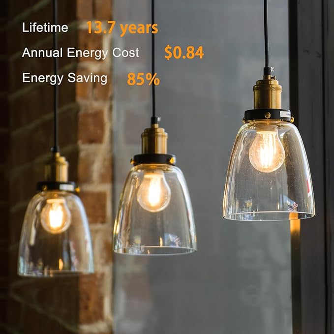 VOLIVO 12 Pack A19 Vintage LED Edison Bulbs, Dimmable, 60W Equivalent, High Brightness 2700K Warm White, 7W E26 Standard Base, CRI80+, 800 Lumens, Clear Glass Filament Bulb for Home, Farmhouse