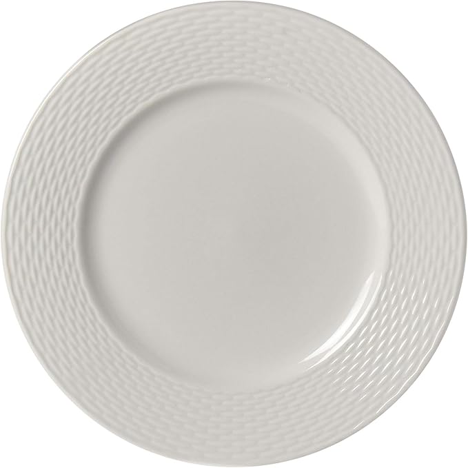 TTU Tabletops Gallery Embossed Bone White Porcelain Round Dinnerware Collection- Chip Resistant Scratch Resistant, Dubai 12 Piece Dinnerware Set (Dinner Plate, Salad Plate, Cereal Bowl)