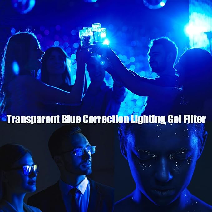 (10 Pcs) Gel Light Filter, Red and Navy Blue Transparent Color Lighting Gel Filter Correction Plastic Sheets 8.5 x 11 Inch for Film, Video, Photo, Stage (Fourth of July)