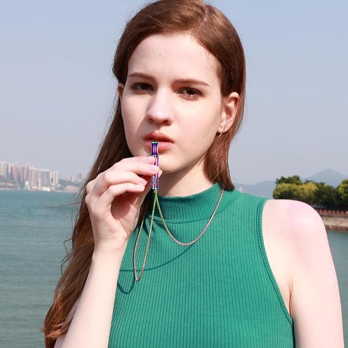 Anxiety Relief Pendant Mindfulness Breathing Necklace - Essential Oil Diffuser & Personal Inhaler Aromatherapy Necklaces for Women & Men (Rainbow)