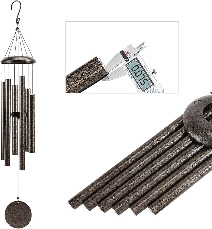 Large 40" Wind-Chimes-Outdoor-Deep-Tone, Soothing Melodic Tones Windchimes, Wind Chimes for Outside, Brown Memorial Wind Chime Best Gift for Mom Women Grandma Neighbors