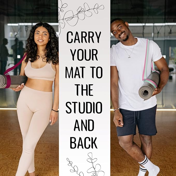 TECEUM Yoga Mat Strap – 30+ Colors – Adjustable Mat Holder Sling Carrier for All Mats [Mat Not Included]