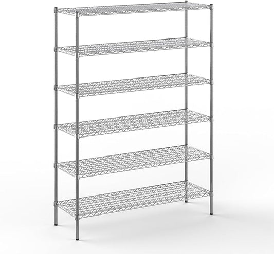 18" Deep x 54" Wide x 74" Height Wire Shelving Kit | 6-Tier | NSF Commercial Storage Rack Unit