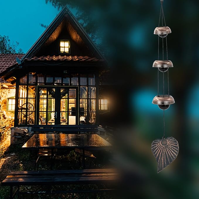 Three Cooper Leaf Temple Wind Chime,Wind Chimes with 3 Bells, Feng Shui Wind Chimes for Home Yard Outdoor Decoration, A Great Memorial Wind Chime for Someone Who Loves Peace