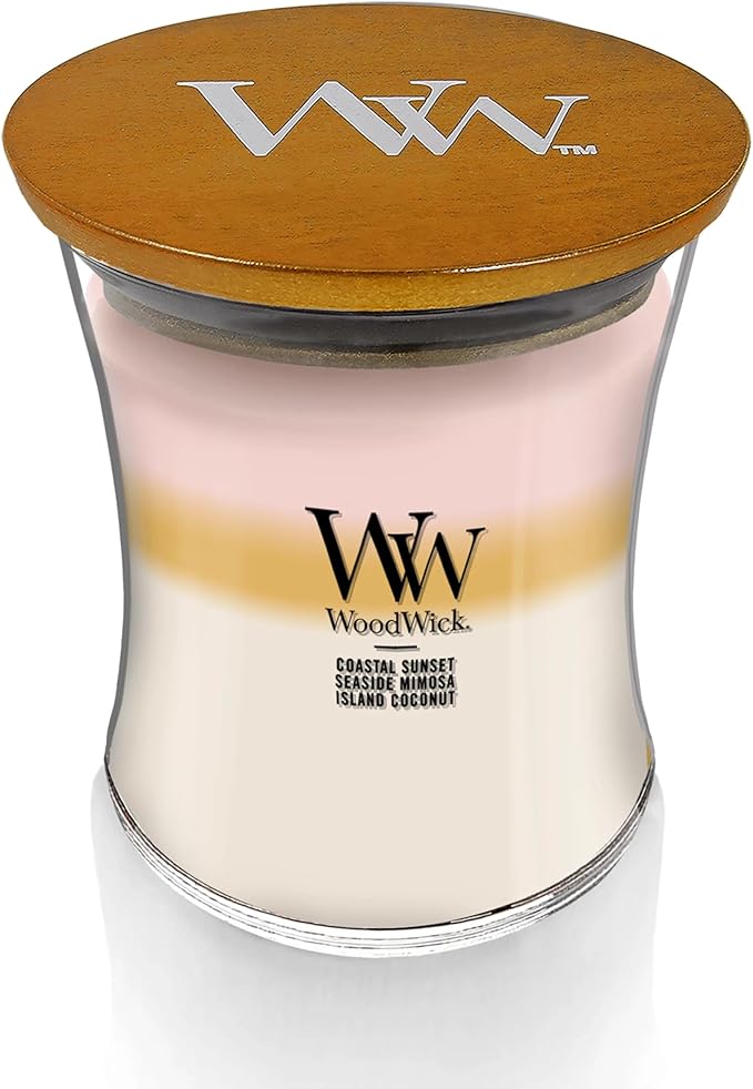 WoodWick Medium Hourglass Candle Island Getaway - Premium Soy Blend Wax Pluswick Innovation Wood Wick Made in USA