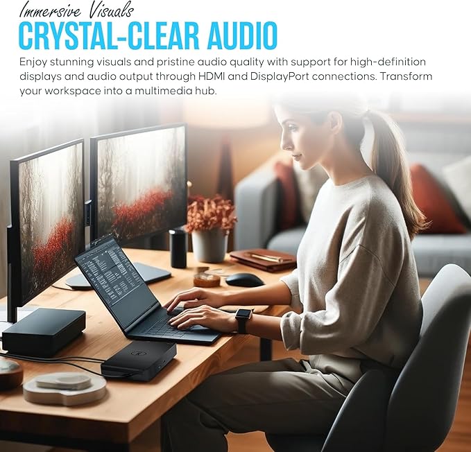 WD19S Dell Docking Station USB-C Dual Monitor with 130W Supply & HDMI Cable (Renewed)