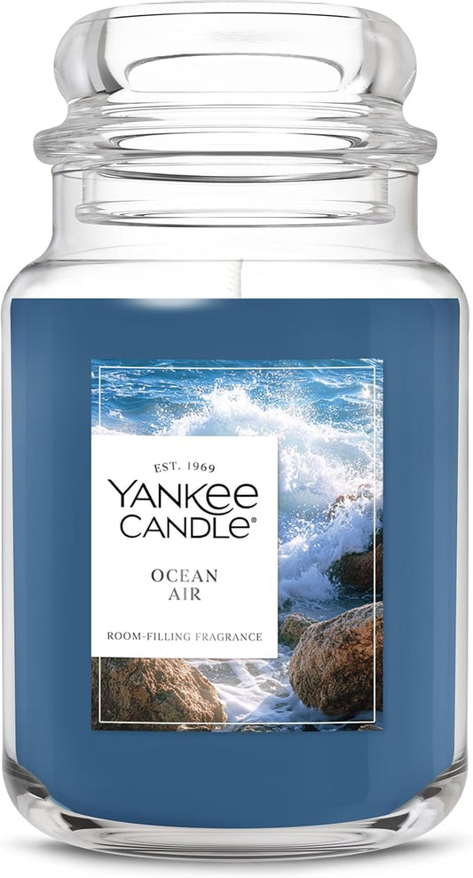 Yankee Candle Large Jar Scented Candle with up to 150 Hour Burn Time, Premium Plant Wax Blend for Consistent Burn, 22 oz Jar Candle with Room Filling Fragrance, Ocean Air