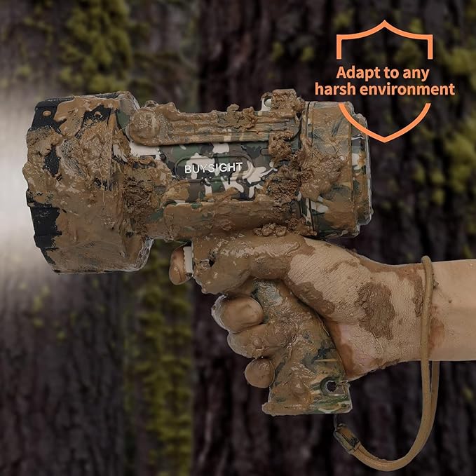 BUYSIGHT Rechargeable Spotlight Flashlight,1000,000 lumens Hand held Spotlight Waterproof Flashlight Hunting Lamp with red Filter (Camouflage Green)