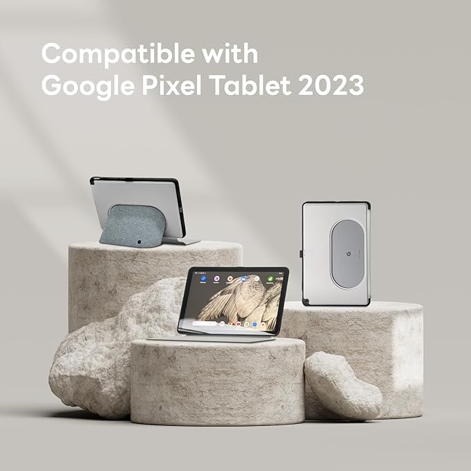 Penoval Google Pixel Tablet Case 11 inch (2023), Silicone Cover Case, Adjustable Viewing Angle, Easy Carry-on, Protective Cover Compatible with Charging Speaker Dock (Grey)