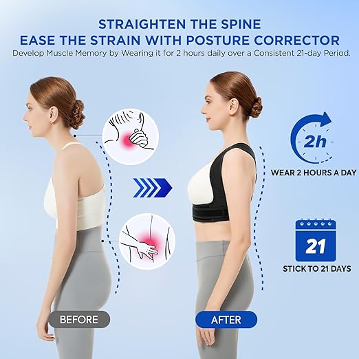 Vicorrect Posture Corrector for Women and Men: Adjustable Upper Back Brace Support - Shoulder Straightener Office Home Use Posture Trainer