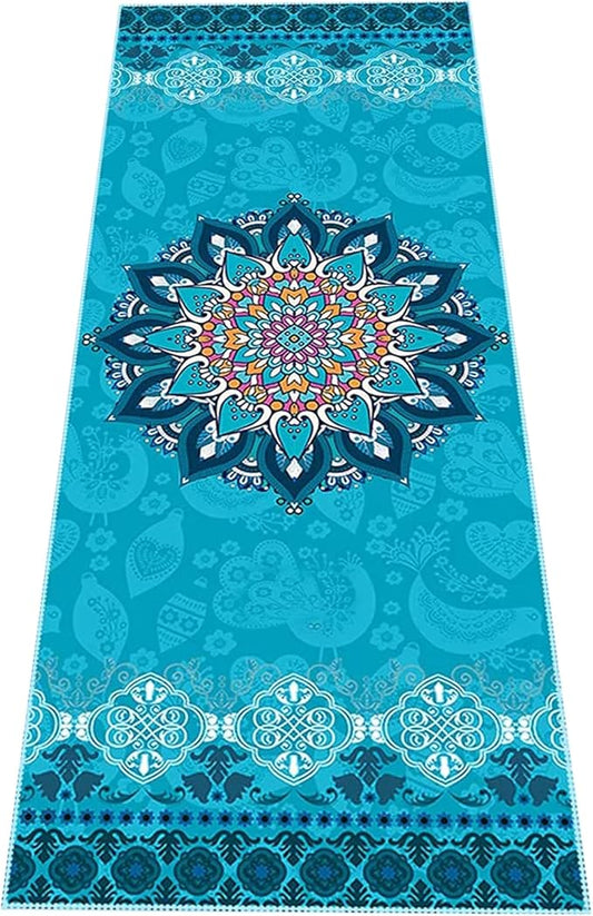 EXERCISE Large Yoga Towel74 L x 27.5" W Rubber Grip Dots Bottom Non Slip Yoga Mat Towel for Hot Yoga Pilates and Workout