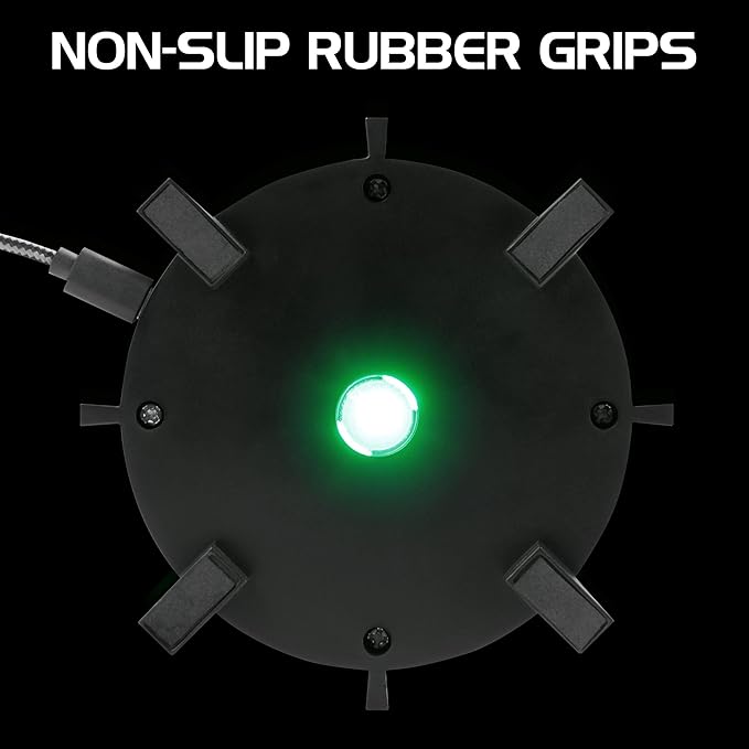 ENHANCE Gaming Headphone Stand Headset Holder with 4 Port USB Hub, Customizable LED Lighting, Flexible Acrylic Neck - Universal Hanger with Weighted Base for Wired or Wireless Headsets - PS4, Xbox, PC