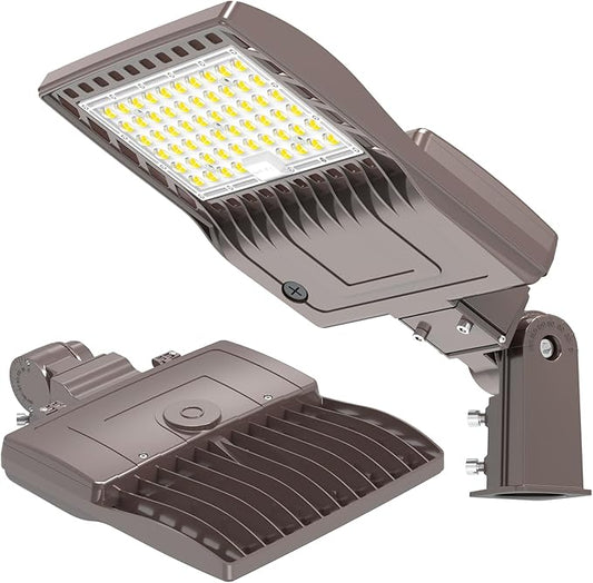 BBESTLED 200W Parking Lot Lights Slip Fitter UL DLC Listed 28000LM IP65 5000K Commercial Area Street LED Shoebox Pole Light 100-277VAC Input Brown, LED Sport Court Light Outdoor