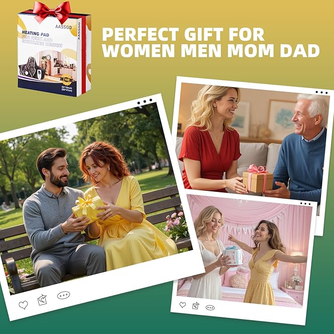 Graphene-Infused Heating Pad for Neck and Shoulders and Back Pain Relief,Upgraded Weighted 3X Deeper Heat Therapy Wrap with 6 Temperature Settings & 4 Auto-Off Timers,Large Heated Wrap, 23"x19"