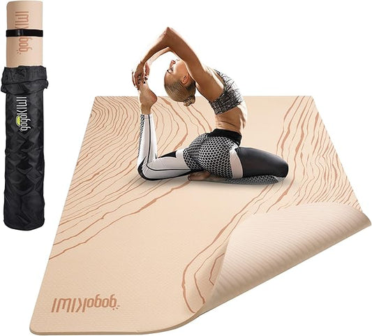 Large Yoga Mat (6'x4') – 1/4" & 1/2" Thick Exercise Mats for Home Workout, Extra Wide Workout Mats for Home Gym, Yoga, Pilates, Stretching, Floor & More