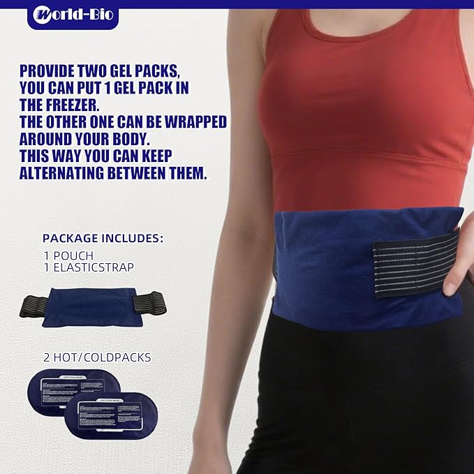 World-Bio Ice Pack for Sports Injuries,Reusable Ice Packs with Adjustable Straps for Muscle Pain, Swelling, Multifunctional Hot and Cold Compress for Knee, Shoulder, Arm, Leg,Back,Head,Ankle