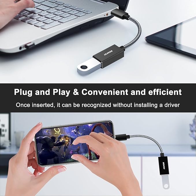 BENFEI USB C to USB 3.0 Adapter, 2 Pack USB C to A Male to Female Adapter Compatible with MacBook 2022 2021 2020, Samsung Galaxy Note 20, Galaxy S20 S21, Google Pixel, Nexus, and More