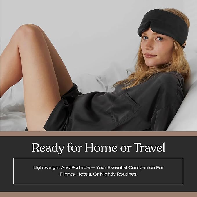 Lunya Sleep Mask with Box - Washable Silk Sleeping Mask and Headband for Beauty Routines - Thermoregulating Comfort for Restful Nights - Silk Eye Mask for Women - Small - Meditative Grey