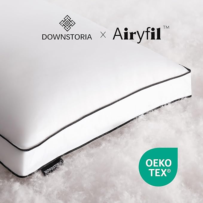 Feather Down Pillows Queen Size Set of 2 with Gusset, Luxury Hotel Collection Bed Pillow 2 Pack, Down Surrounded Gusseted Pillows for Sleeping, Soft Fluffy for Side, Back Sleepers 20x30 in.