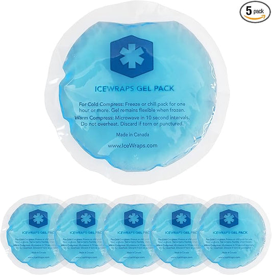 ICEWRAPS Reusable Hot & Cold Gel Packs for Pain Relief - with Clear Backing for Injuries, Surgery, Toothache (5 Packs, 5, Count)