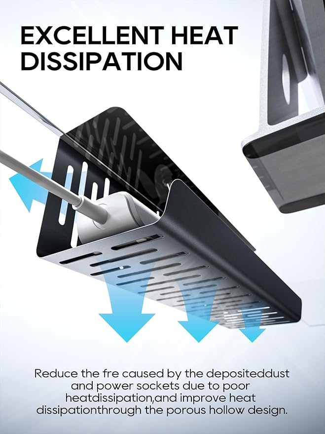 NODOCA No Drill Under Desk Cable Management Tray, 14'' Wire Management, Punch-Free Clamp on, Metal Cable Tray, Wire Organizer Under Desk, Under Desk Basket for Office and Home, Black(2 Packs)