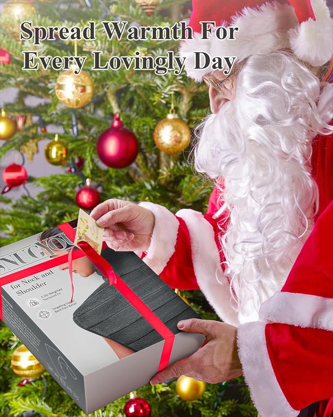 Heating Pad for Neck and Shoulders and Back, 24"x23" XL Large Electric Heated Wrap for Pain Relief, Gifts for Women Men, 2lb Weighted, 6 Heat Settings, 4 Timers, Silver Grey