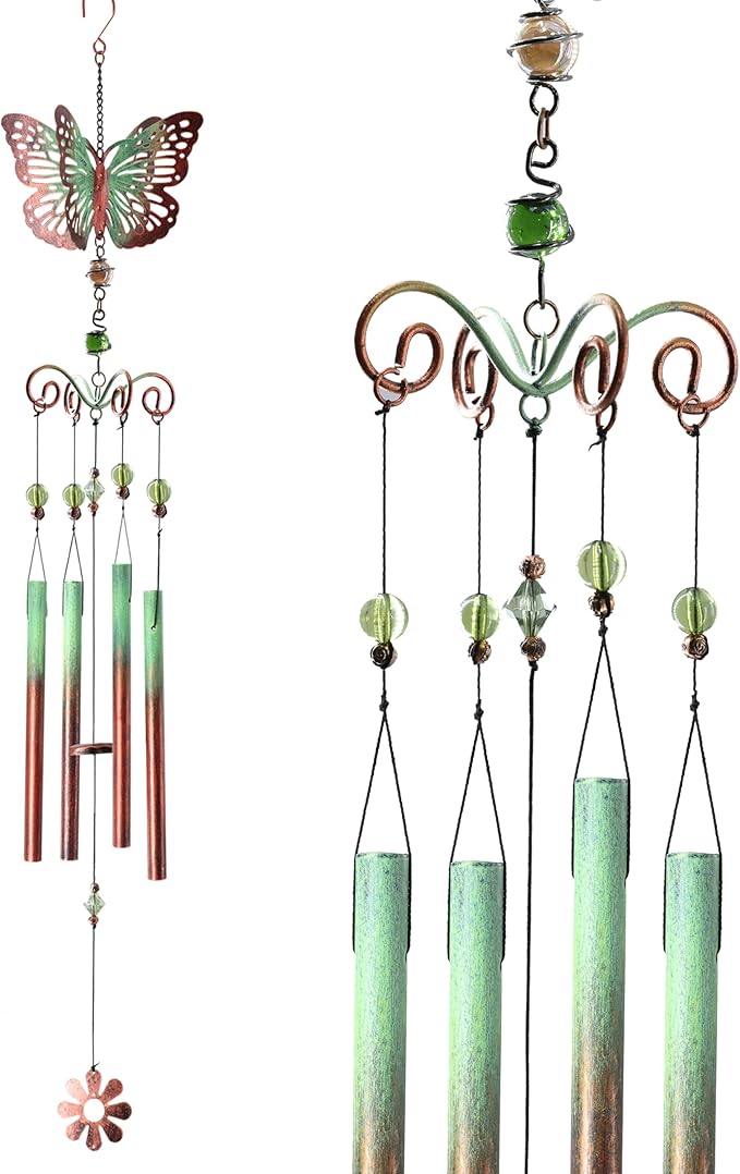 31in Retro Butterfly Wind Chimes for Outside,Butterfly Gifts for Women Mom Grandma Women Birthday Thanksgiving Christmas Mothers Day，Housewarming Gifts for Garden Porch Patio Home Decor