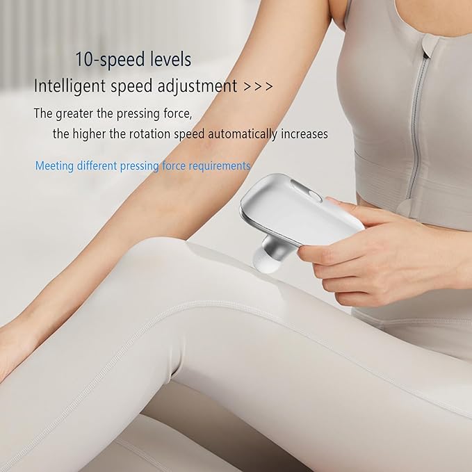 Mini Fascia Massage Gun Portable & Handheld, Muscle Pain Relief in Neck, Back, Leg, Hand, Shoulder Deep Tissue Percussion Fascia Gun. (Silver-White)