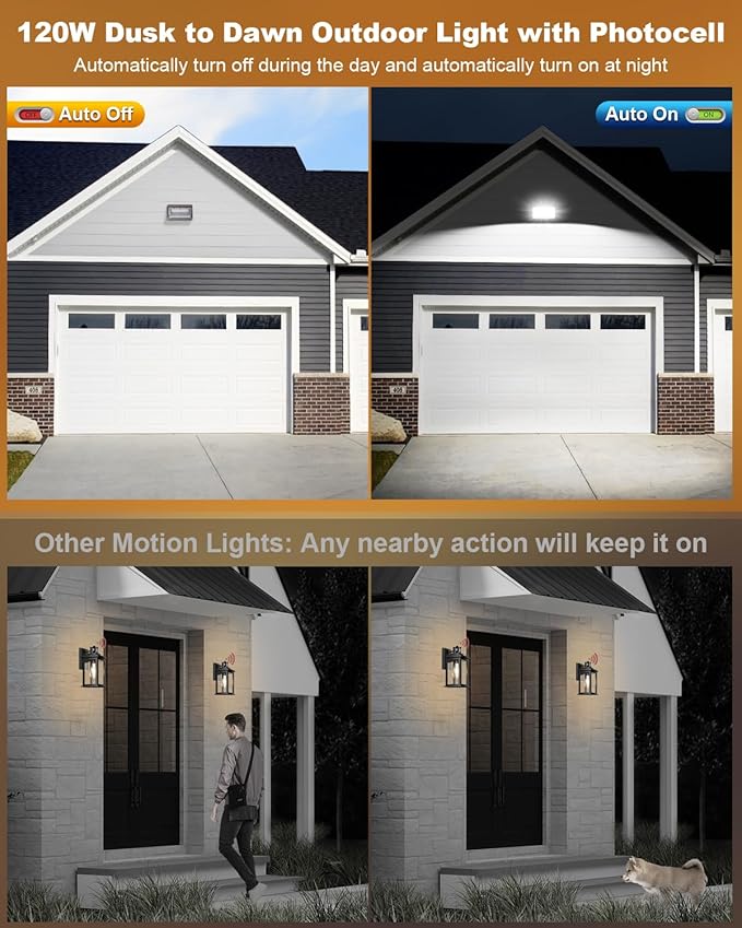 ledmo LED Wall Pack Light Size Update Dusk to Dawn Lighting 120W Outdoor Security Flood Lighting 5000K Commercial and Industrial Fixture for Buildings,Warehouses, Parking Lots,Yard