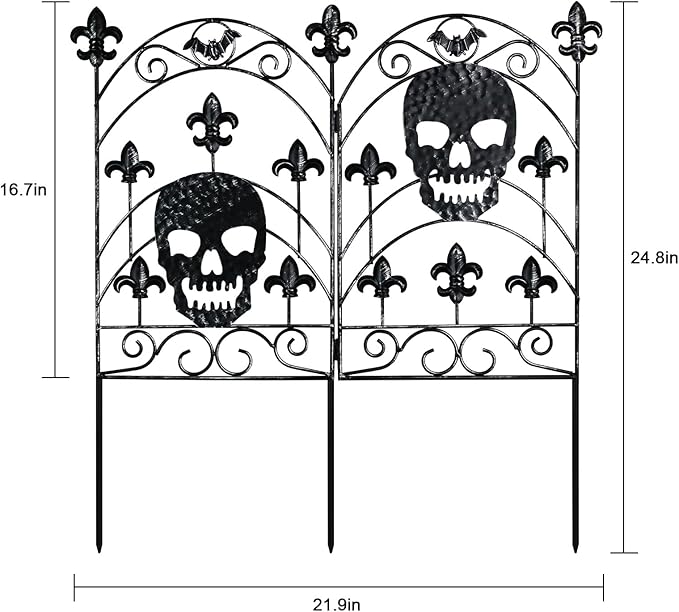 hogardeck Halloween Decorations Outdoor, Metal Fence Decorative Garden Stakes with Skull Head for Halloween Decor, Yard Signs for Halloween Outside Garden Lawn Porch Party Decorations