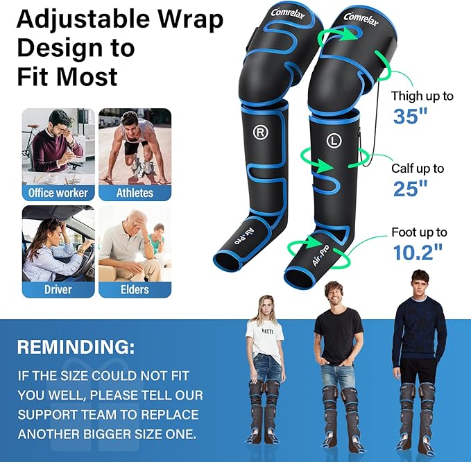 Air Compression Leg Massager for Circulation and Recovery Full Leg Massager with Cold Therapies 3 Modes 3 Intensities Sequential Compression Device for Pain Relief