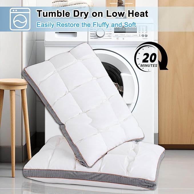 YOUR MOON Soft Pillow King Size of 2 for Sleeping, Super Soft Support Down Alternative Pillow, 100% Cotton Shell Luxury Comfy Fluffy Bed Pillows for Sleep(White)