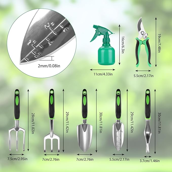 Gardening Tools Set,13-Piece Heavy Duty Gardening Tools with Non-Slip Ergonomic Handle,Rust-Proof Garden Hand Tools Storage in Garden-Tools Bag,Ideal Garden Gifts for Women