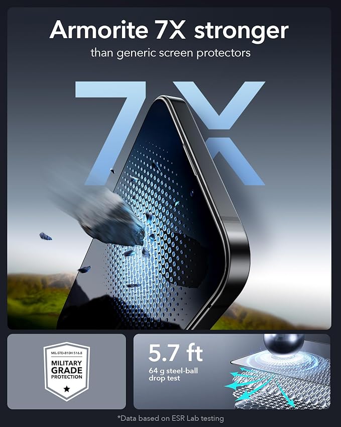 ESR 3 Pack 9H+ Glass for iPhone 14 Pro Max Screen Protector, [Military Grade Shatterproof & Longest Durable] Armorite Ultra-tough Full Coverage Tempered Glass with UltraFit Tray