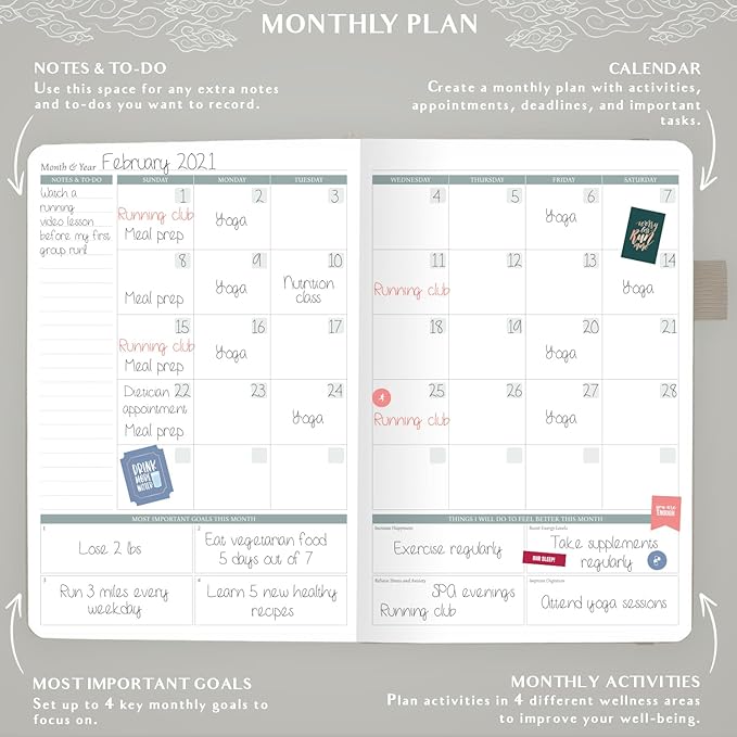 Legend Wellness Planner & Food Journal – Daily Diet & Health Journal with Exercise & Weight Loss Tracker – Nutrition Diary, 6 Months (Foggy Alps)