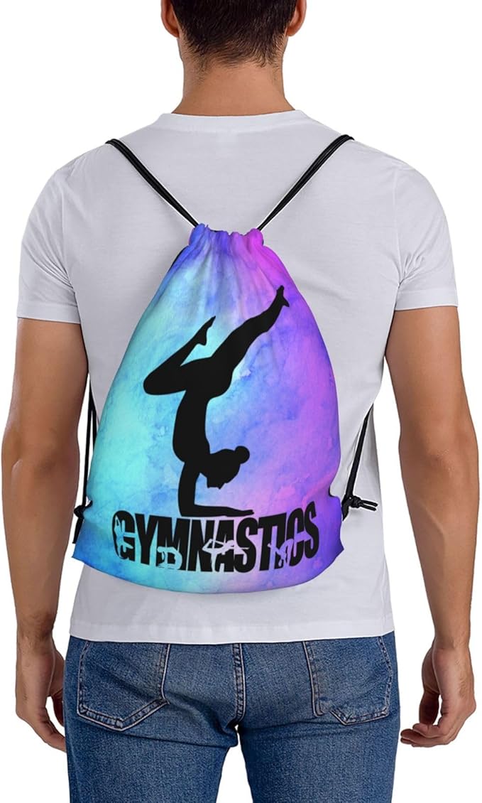 Gymnastics Drawstring Backpack Light Gym String Bag Pink Water Resistant Sackpack Sport Yoga Daypack For Womens Mens