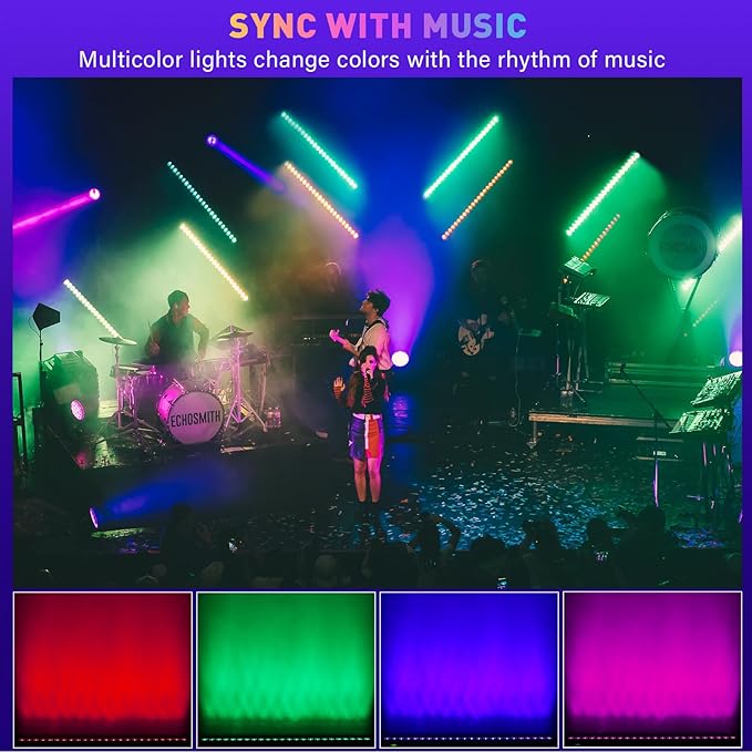 LED Stage Light Bar - 72W 24LED RGB DJ Light Bar Sound Activated Auto Play Wall Washer by DMX Control for Church Wedding Event Birthday Party Stage Lighting
